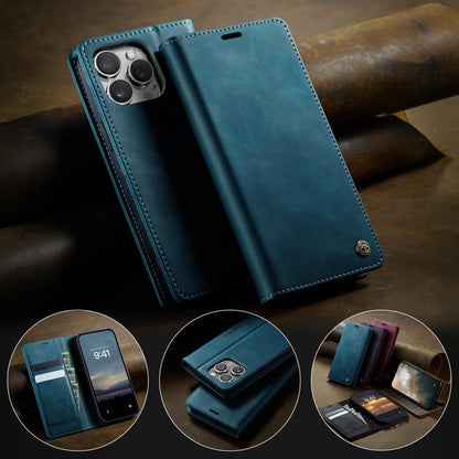 For iPhone 16 Pro CaseMe 033 Calf Leather Lining Microfibre RFID Blocking Phone Case(Green) by CaseMe