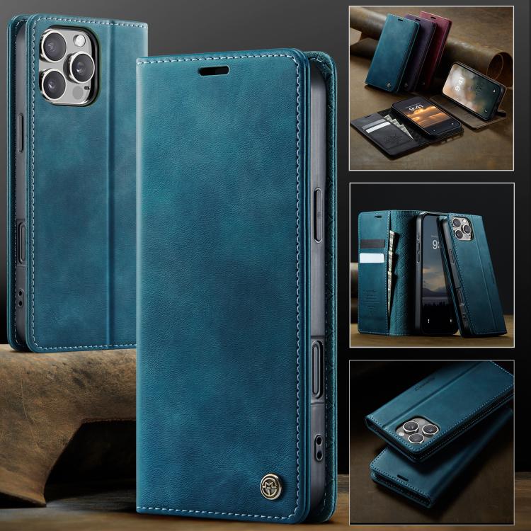 For iPhone 16 Pro CaseMe 033 Calf Leather Lining Microfibre RFID Blocking Phone Case(Green) by CaseMe