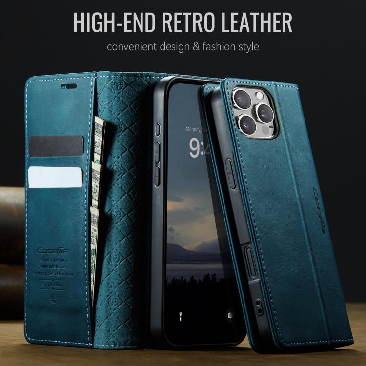 For iPhone 16 Pro Max CaseMe 033 Calf Leather Lining Microfibre RFID Blocking Phone Case(Green) by CaseMe