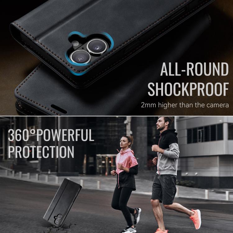 For iPhone 17 CaseMe 033 Calf Leather Lining Microfibre RFID Blocking Phone Case(Black) by CaseMe