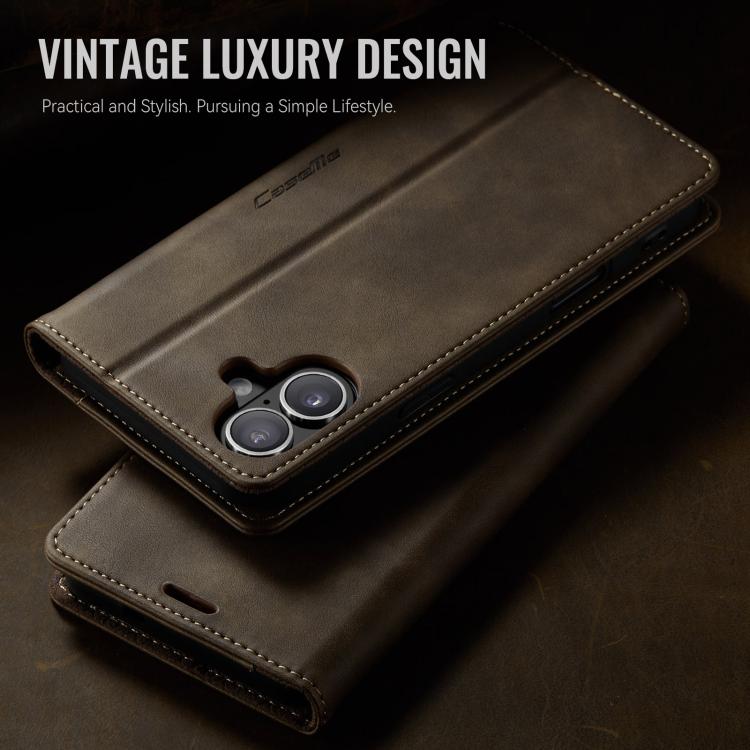 For iPhone 17 CaseMe 033 Calf Leather Lining Microfibre RFID Blocking Phone Case(Coffee) by CaseMe
