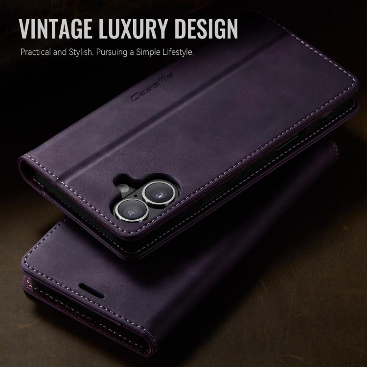 For iPhone 17 CaseMe 033 Calf Leather Lining Microfibre RFID Blocking Phone Case(Purple) by CaseMe