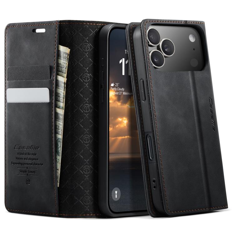 For iPhone 17 Pro Max CaseMe 033 Calf Leather Lining Microfibre RFID Blocking Phone Case(Black) by CaseMe
