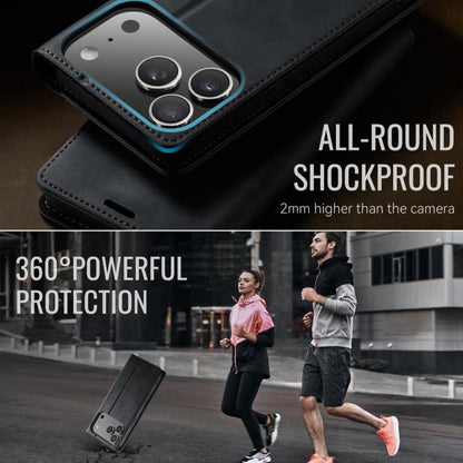 For iPhone 17 Pro Max CaseMe 033 Calf Leather Lining Microfibre RFID Blocking Phone Case(Black) by CaseMe