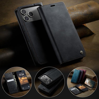 For iPhone 17 Pro Max CaseMe 033 Calf Leather Lining Microfibre RFID Blocking Phone Case(Black) by CaseMe