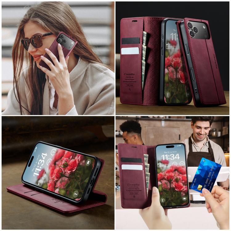 For iPhone 17 Pro Max CaseMe 033 Calf Leather Lining Microfibre RFID Blocking Phone Case(Red) by CaseMe