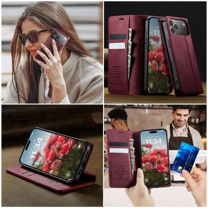 For iPhone 17 Pro Max CaseMe 033 Calf Leather Lining Microfibre RFID Blocking Phone Case(Red) by CaseMe