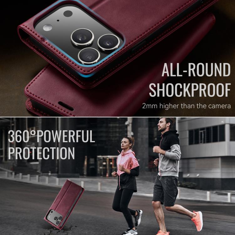 For iPhone 17 Pro Max CaseMe 033 Calf Leather Lining Microfibre RFID Blocking Phone Case(Red) by CaseMe