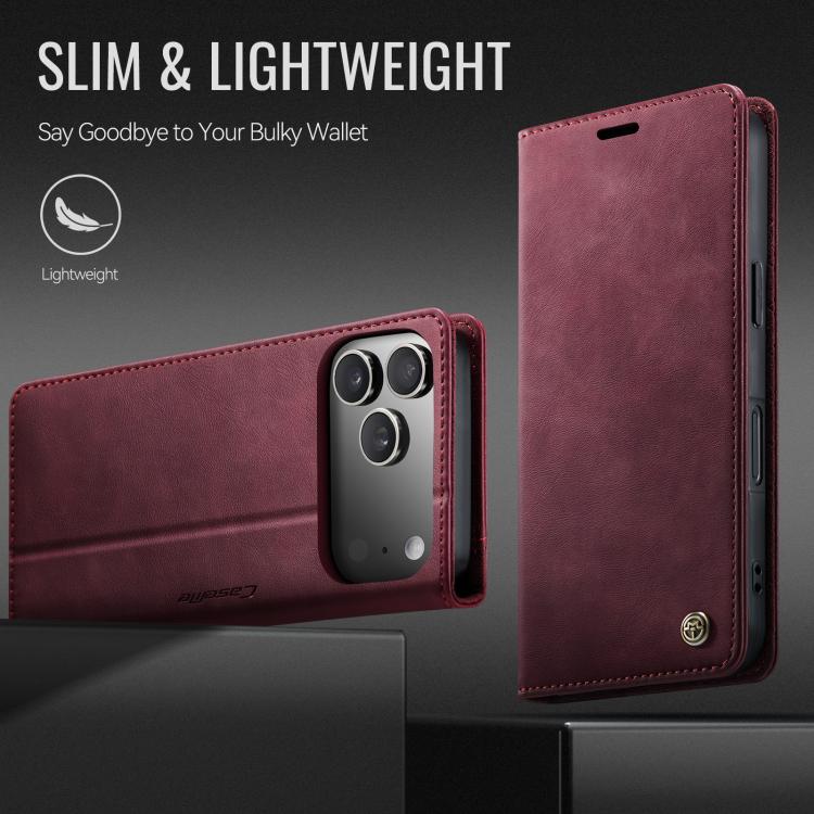 For iPhone 17 Pro Max CaseMe 033 Calf Leather Lining Microfibre RFID Blocking Phone Case(Red) by CaseMe