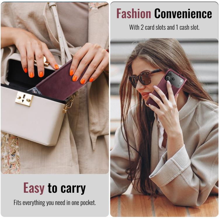 For iPhone 17 Pro Max CaseMe 033 Calf Leather Lining Microfibre RFID Blocking Phone Case(Red) by CaseMe