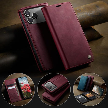 For iPhone 17 Pro Max CaseMe 033 Calf Leather Lining Microfibre RFID Blocking Phone Case(Red) by CaseMe
