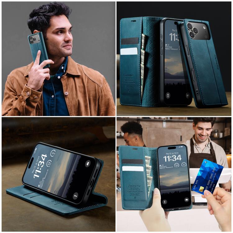 For iPhone 17 Pro Max CaseMe 033 Calf Leather Lining Microfibre RFID Blocking Phone Case(Green) by CaseMe