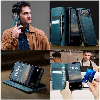 For iPhone 17 Pro Max CaseMe 033 Calf Leather Lining Microfibre RFID Blocking Phone Case(Green) by CaseMe