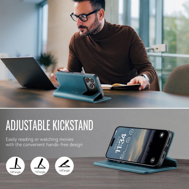 For iPhone 17 Pro Max CaseMe 033 Calf Leather Lining Microfibre RFID Blocking Phone Case(Green) by CaseMe