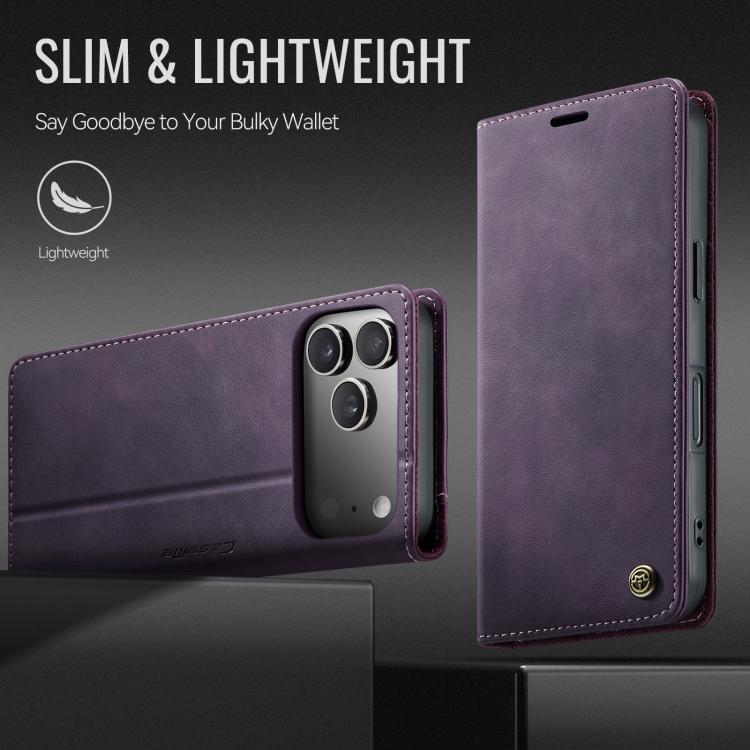 For iPhone 17 Pro Max CaseMe 033 Calf Leather Lining Microfibre RFID Blocking Phone Case(Purple) by CaseMe