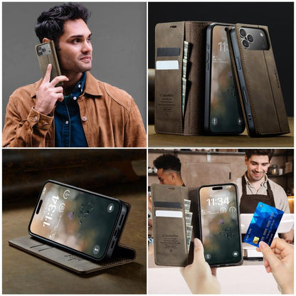 For iPhone 17 Pro CaseMe 033 Calf Leather Lining Microfibre RFID Blocking Phone Case(Coffee) by CaseMe