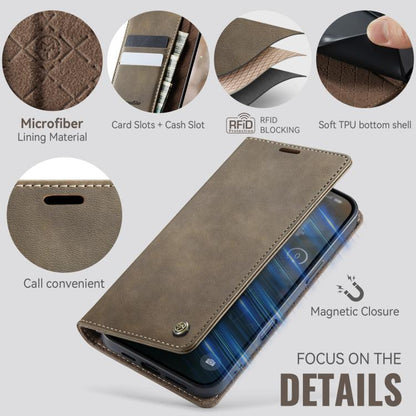 For iPhone 17 Pro CaseMe 033 Calf Leather Lining Microfibre RFID Blocking Phone Case(Coffee) by CaseMe