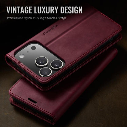 For iPhone 17 Pro CaseMe 033 Calf Leather Lining Microfibre RFID Blocking Phone Case(Red) by CaseMe