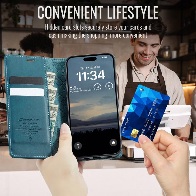 For iPhone 17 Pro CaseMe 033 Calf Leather Lining Microfibre RFID Blocking Phone Case(Green) by CaseMe