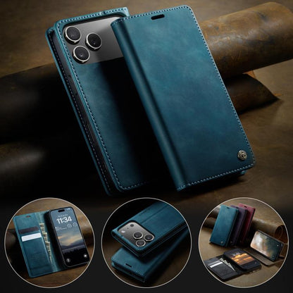 For iPhone 17 Pro CaseMe 033 Calf Leather Lining Microfibre RFID Blocking Phone Case(Green) by CaseMe