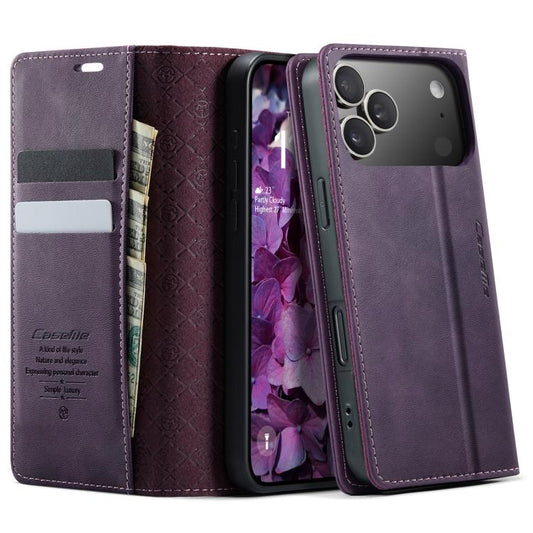 For iPhone 17 Pro CaseMe 033 Calf Leather Lining Microfibre RFID Blocking Phone Case(Purple) by CaseMe
