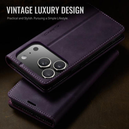 For iPhone 17 Pro CaseMe 033 Calf Leather Lining Microfibre RFID Blocking Phone Case(Purple) by CaseMe