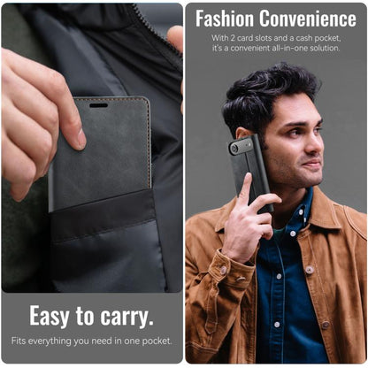 For iPhone Air CaseMe 033 Calf Leather Lining Microfibre RFID Blocking Phone Case(Black) by CaseMe