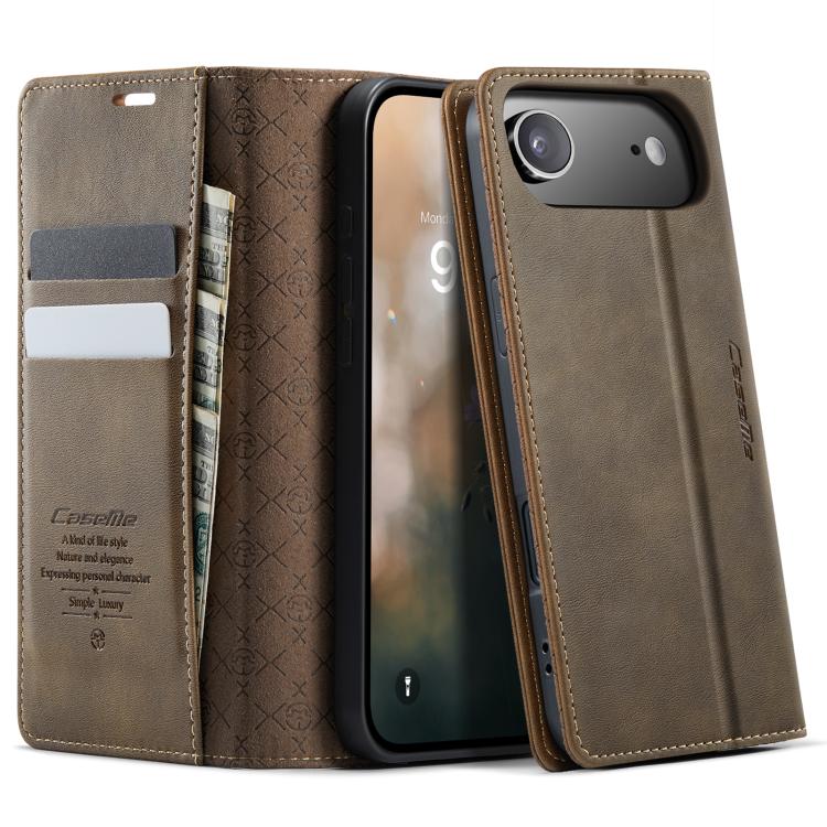 For iPhone Air CaseMe 033 Calf Leather Lining Microfibre RFID Blocking Phone Case(Coffee) by CaseMe