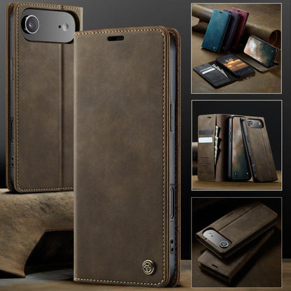 For iPhone Air CaseMe 033 Calf Leather Lining Microfibre RFID Blocking Phone Case(Coffee) by CaseMe