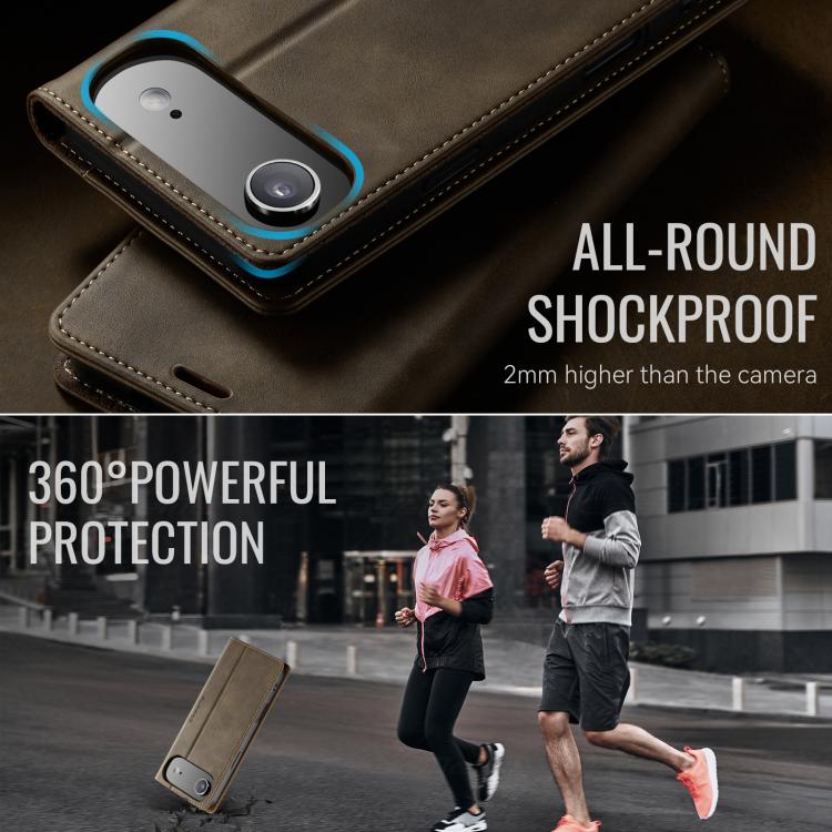 For iPhone Air CaseMe 033 Calf Leather Lining Microfibre RFID Blocking Phone Case(Coffee) by CaseMe