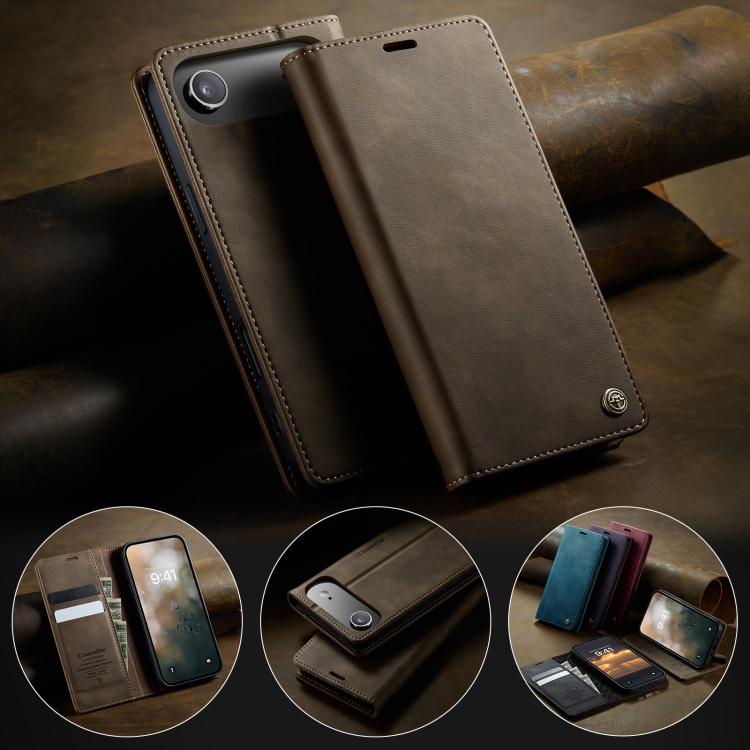 For iPhone Air CaseMe 033 Calf Leather Lining Microfibre RFID Blocking Phone Case(Coffee) by CaseMe