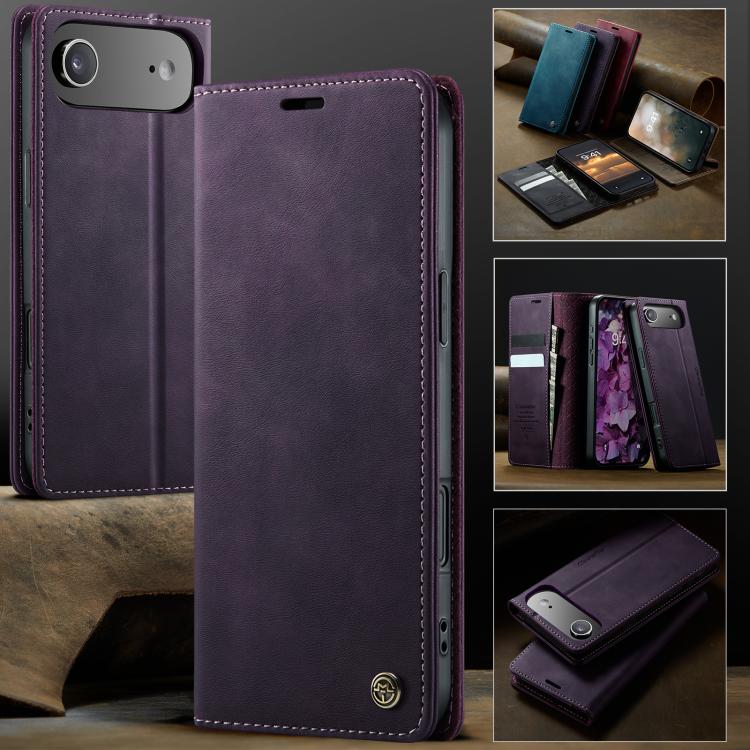 For iPhone Air CaseMe 033 Calf Leather Lining Microfibre RFID Blocking Phone Case(Purple) by CaseMe