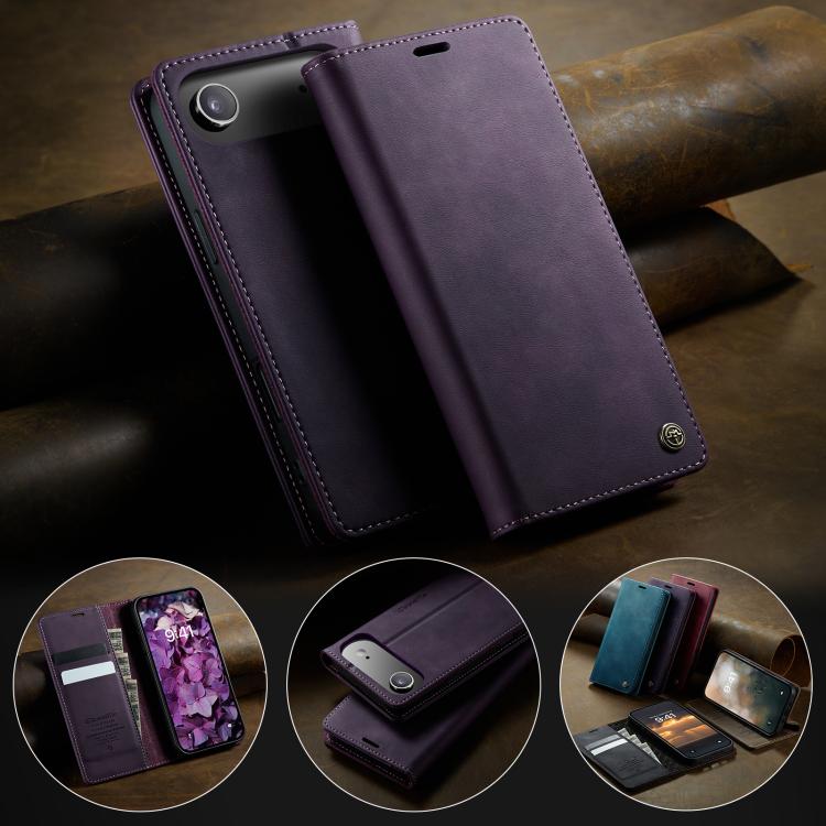 For iPhone Air CaseMe 033 Calf Leather Lining Microfibre RFID Blocking Phone Case(Purple) by CaseMe