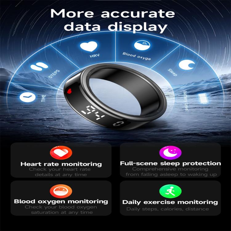 SY01 SIZE 12 Smart Ring, Support Heart Rate / Blood Oxygen / Sleep Monitoring / Multiple Sport Modes(Silver) by bashfashion