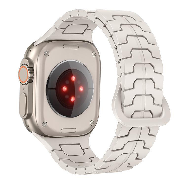 For Apple Watch 46mm / 49mm / 45mm / 44mm Steel Dragon Scale Magnetic Silicone Watch Band(Starlight Color) by bashfashion