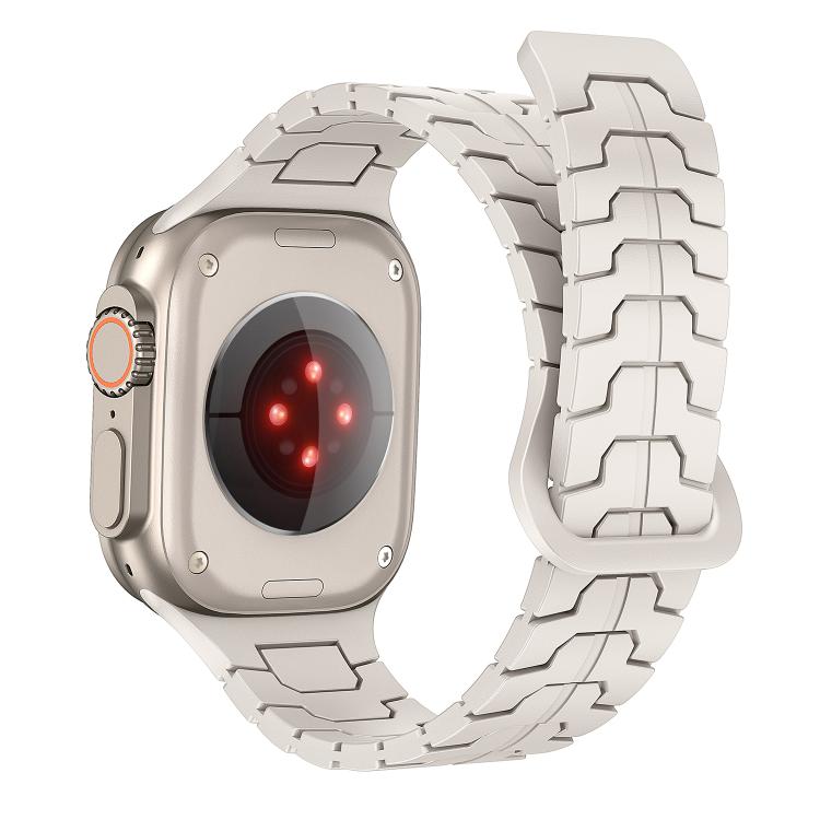 For Apple Watch 46mm / 49mm / 45mm / 44mm Steel Dragon Scale Magnetic Silicone Watch Band(Starlight Color) by bashfashion