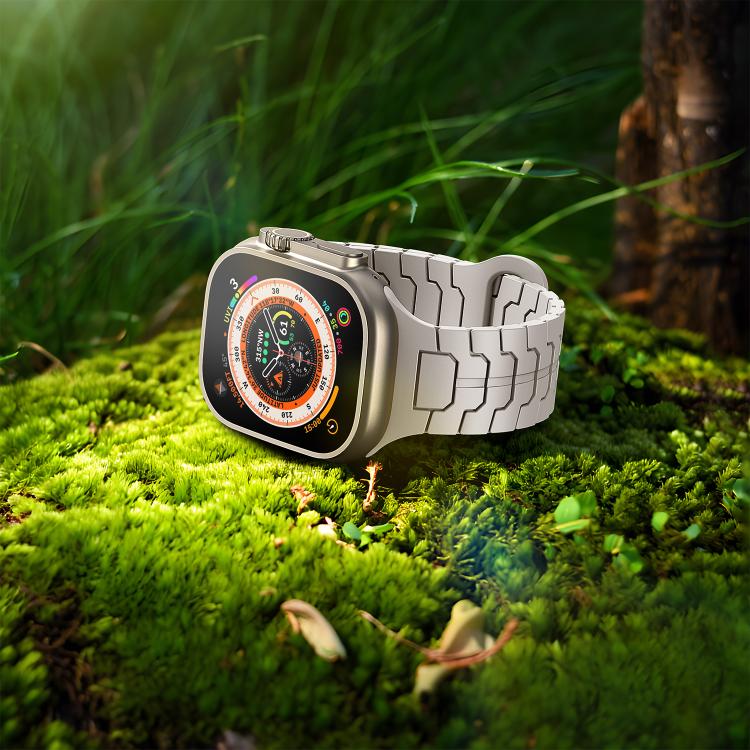 For Apple Watch 46mm / 49mm / 45mm / 44mm Steel Dragon Scale Magnetic Silicone Watch Band(Starlight Color) by bashfashion