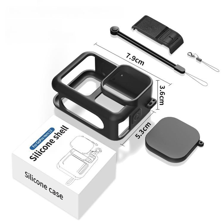 For GoPro HERO13 Black Silicone Protective Case with Wrist Strap & Lens Cover & Side Interface Cover by bashfashion