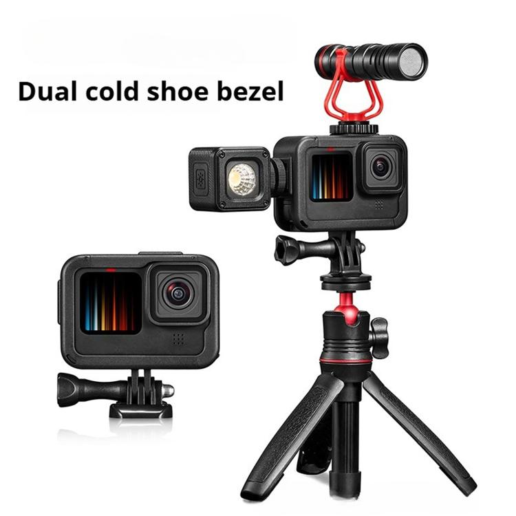 For GoPro HERO13 Black / HERO12 Black Dual Cold Shoes Frame Expansion PA Cage with Side Interface Cover by bashfashion