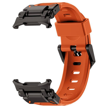 For Samsung Galaxy Watch Ultra 47mm / Ultra 2025 Explorer Metal Head Fluororubber Watch Band(Black Orange) by bashfashion