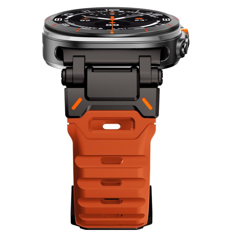 For Samsung Galaxy Watch Ultra 47mm / Ultra 2025 Explorer Metal Head Fluororubber Watch Band(Black Orange) by bashfashion