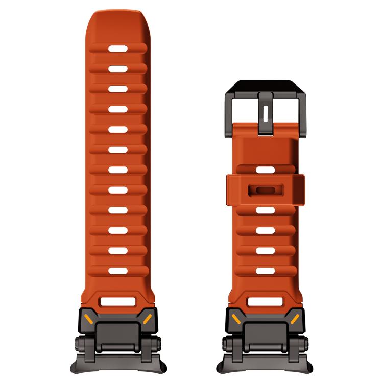 For Samsung Galaxy Watch Ultra 47mm / Ultra 2025 Explorer Metal Head Fluororubber Watch Band(Black Orange) by bashfashion