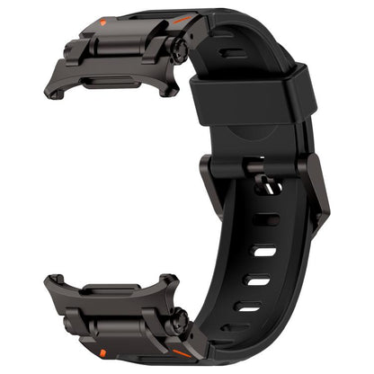 For Samsung Galaxy Watch Ultra 47mm / Ultra 2025 Explorer Metal Head Fluororubber Watch Band(Black Black) by bashfashion