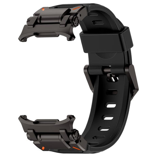 For Samsung Galaxy Watch Ultra 47mm / Ultra 2025 Explorer Metal Head Fluororubber Watch Band(Black Black) by bashfashion