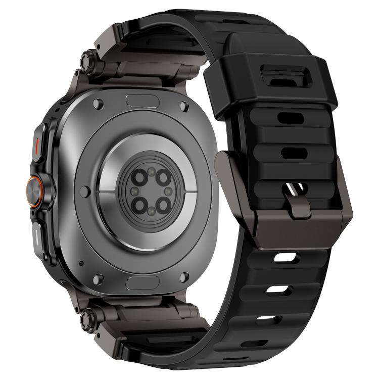 For Samsung Galaxy Watch Ultra 47mm / Ultra 2025 Explorer Metal Head Fluororubber Watch Band(Black Black) by bashfashion