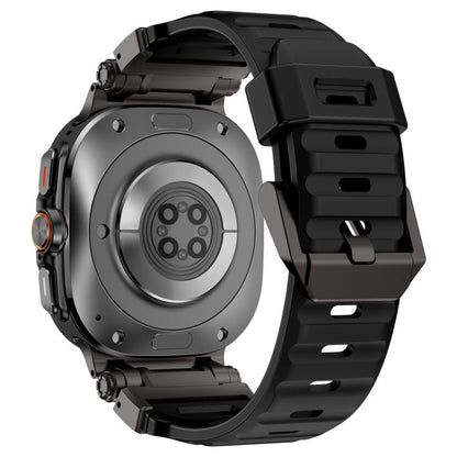 For Samsung Galaxy Watch Ultra 47mm / Ultra 2025 Explorer Metal Head Fluororubber Watch Band(Black Black) by bashfashion