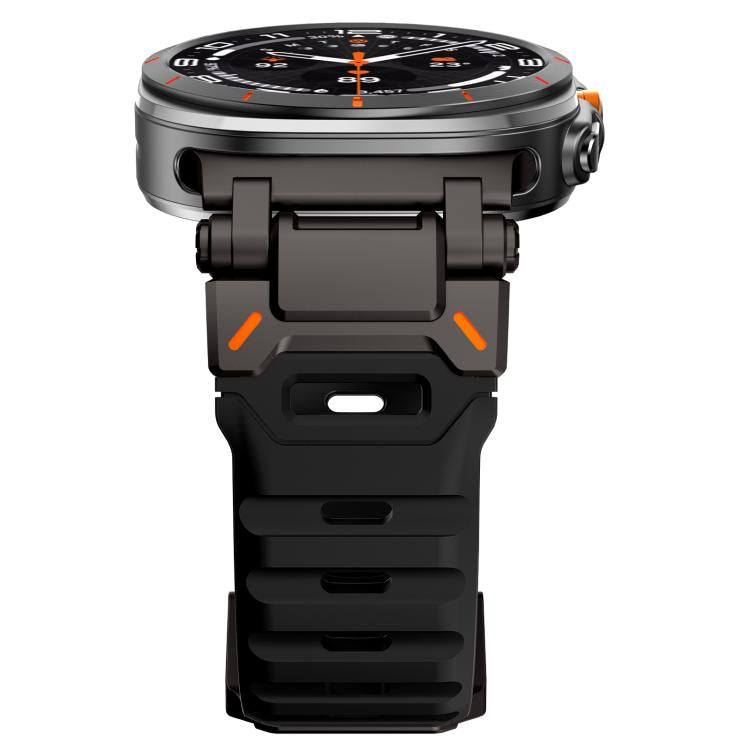 For Samsung Galaxy Watch Ultra 47mm / Ultra 2025 Explorer Metal Head Fluororubber Watch Band(Black Black) by bashfashion