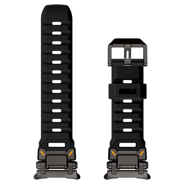 For Samsung Galaxy Watch Ultra 47mm / Ultra 2025 Explorer Metal Head Fluororubber Watch Band(Black Black) by bashfashion