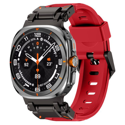 For Samsung Galaxy Watch Ultra 47mm / Ultra 2025 Explorer Metal Head Fluororubber Watch Band(Black Red) by bashfashion