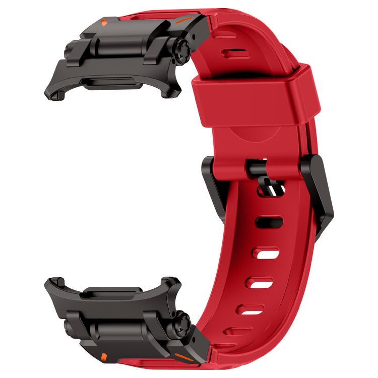 For Samsung Galaxy Watch Ultra 47mm / Ultra 2025 Explorer Metal Head Fluororubber Watch Band(Black Red) by bashfashion